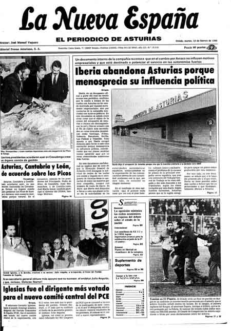 Portada Martes 23 de  de 1988