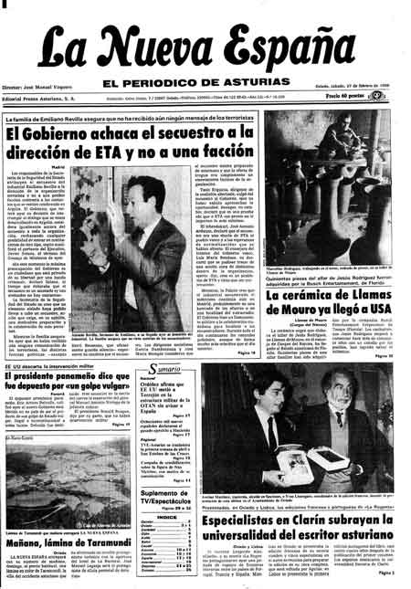 Portada Sábado 27 de  de 1988