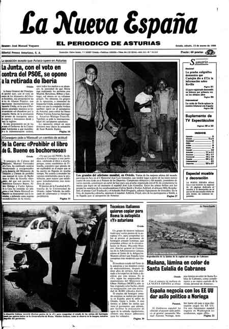 Portada Sábado 12 de  de 1988