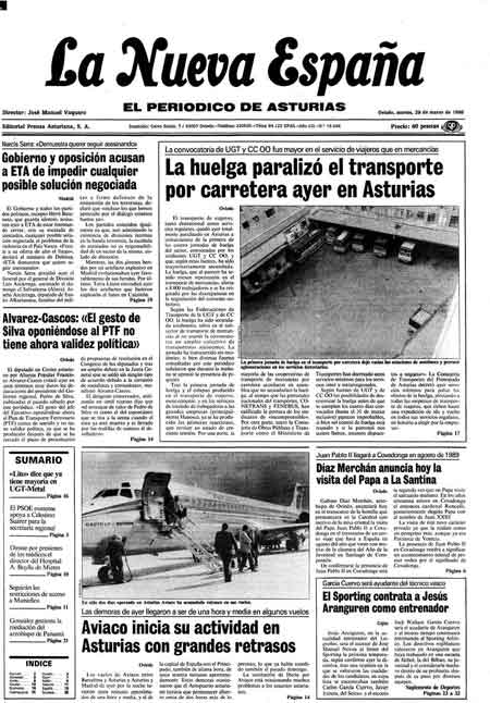 Portada Martes 29 de  de 1988