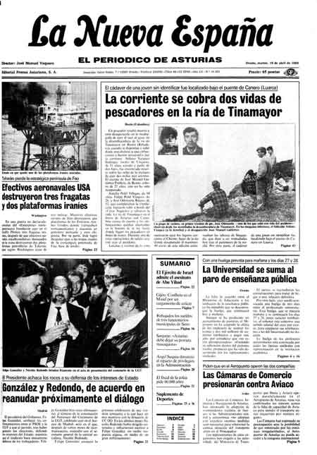 Portada Martes 19 de  de 1988