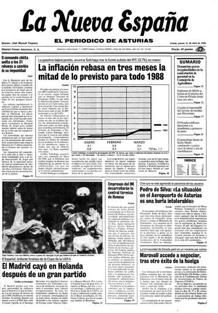 Portada Jueves 21 de  de 1988