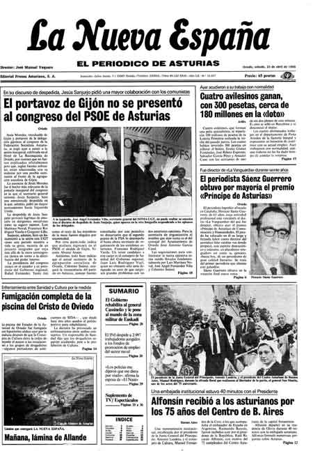Portada Sábado 23 de  de 1988