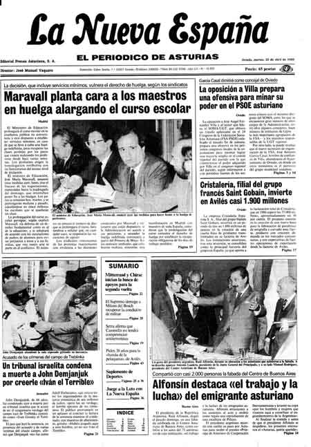 Portada Martes 26 de  de 1988