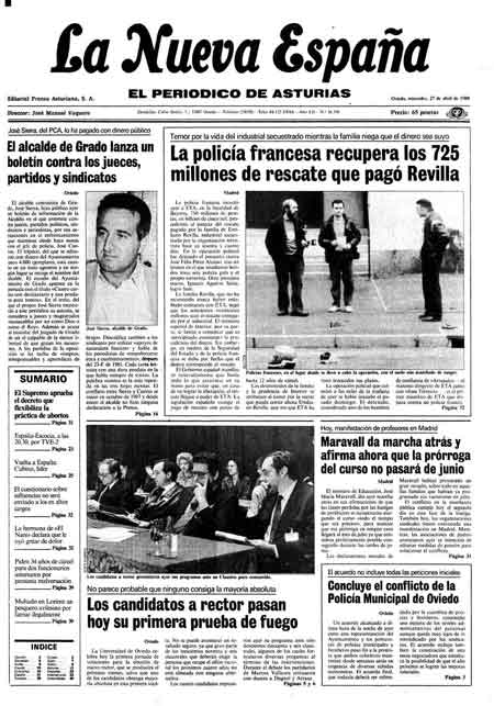 Portada Miércoles 27 de  de 1988