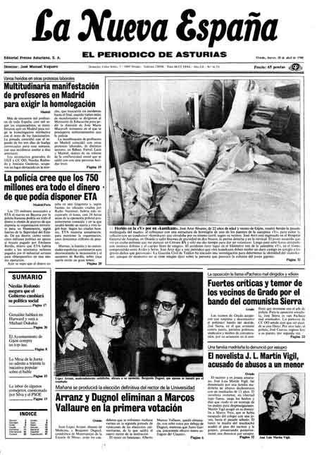 Portada Jueves 28 de  de 1988