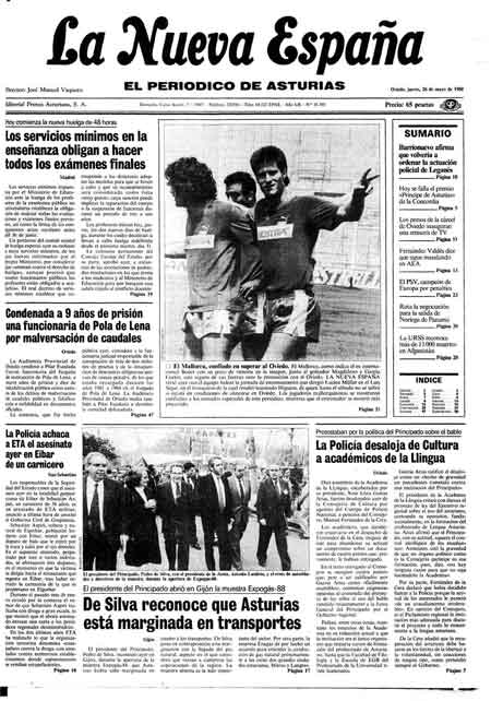 Portada Jueves 26 de  de 1988