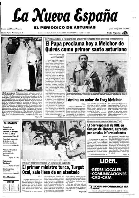 Portada Domingo 19 de  de 1988