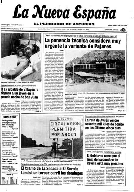Portada Sábado 25 de  de 1988