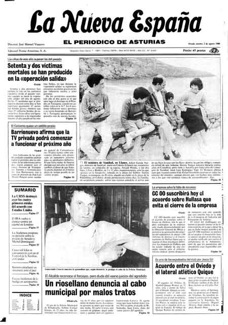 Portada Martes 2 de  de 1988