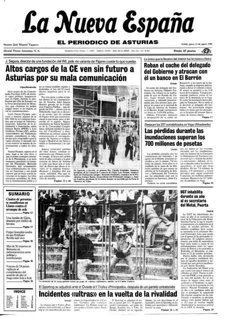 Portada Jueves 11 de  de 1988