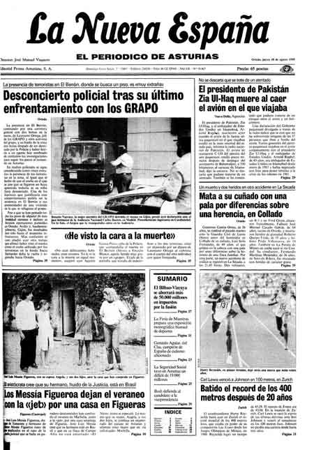 Portada Jueves 18 de  de 1988