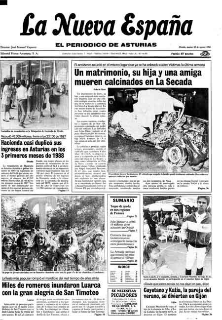 Portada Martes 23 de  de 1988