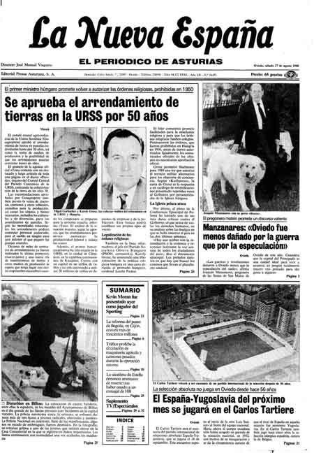 Portada Sábado 27 de  de 1988