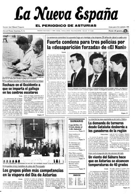 Portada Jueves 8 de  de 1988
