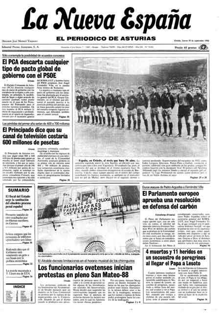 Portada Jueves 15 de  de 1988