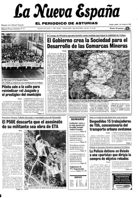 Portada Sábado 1 de Octubre de 1988