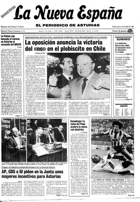Portada Jueves 6 de Octubre de 1988