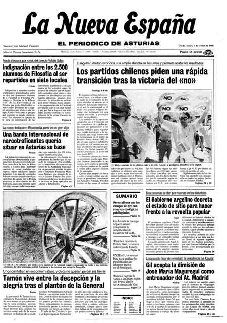 Portada Viernes 7 de Octubre de 1988