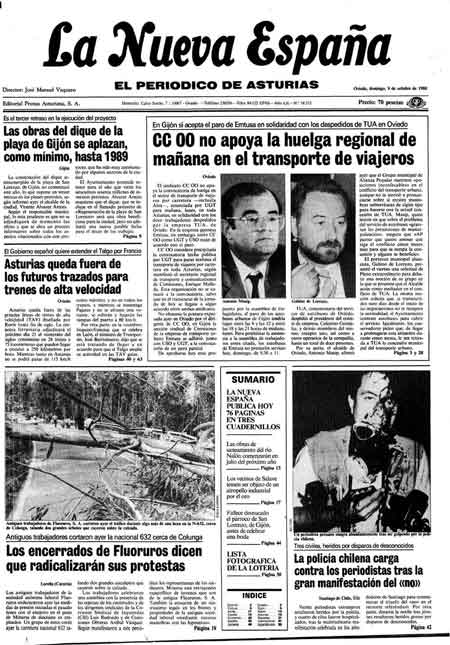 Portada Domingo 9 de Octubre de 1988