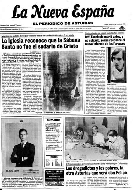 Portada Viernes 14 de Octubre de 1988