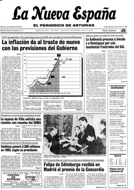 Portada Miércoles 19 de Octubre de 1988
