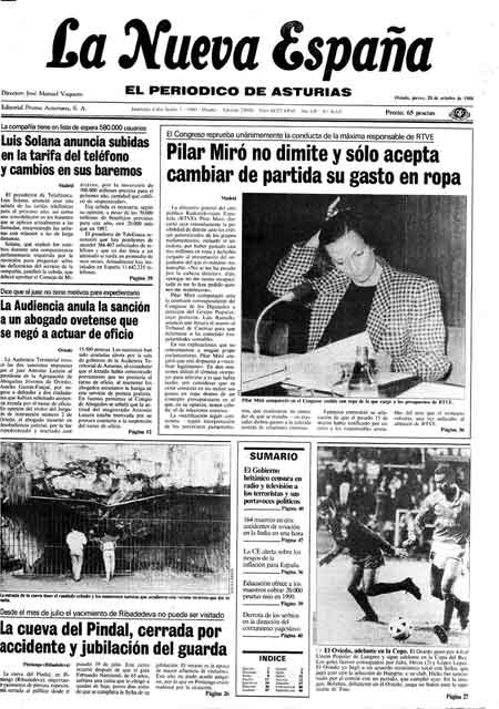 Portada Jueves 20 de Octubre de 1988