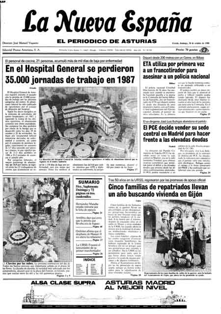 Portada Domingo 30 de Octubre de 1988