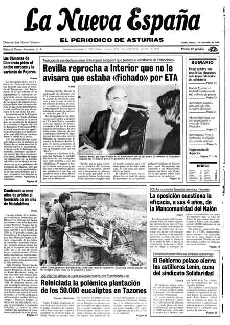 Portada Martes 1 de Noviembre de 1988