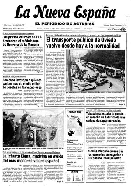 Portada Viernes 4 de Noviembre de 1988