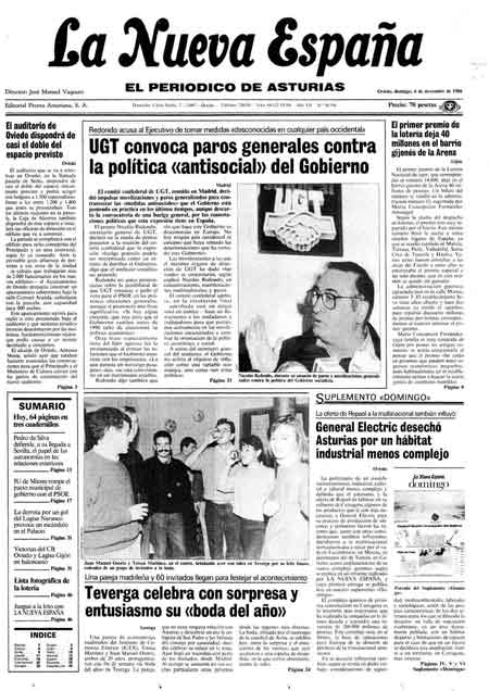 Portada Domingo 6 de Noviembre de 1988
