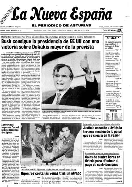 Portada Miércoles 9 de Noviembre de 1988