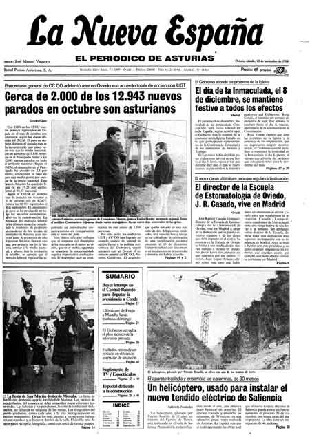 Portada Sábado 12 de Noviembre de 1988