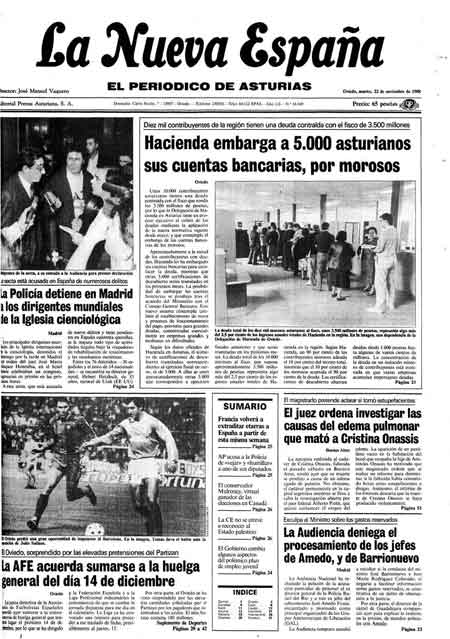 Portada Martes 22 de Noviembre de 1988