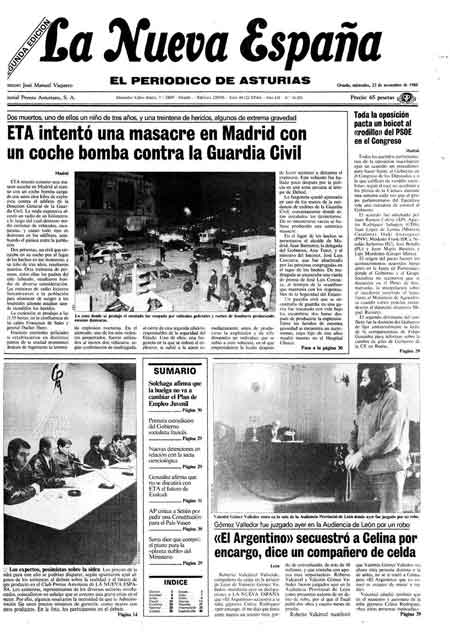 Portada Miércoles 23 de Noviembre de 1988