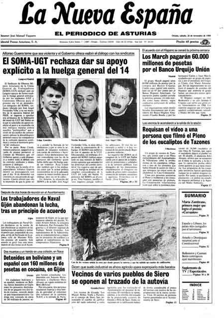 Portada Sábado 26 de Noviembre de 1988