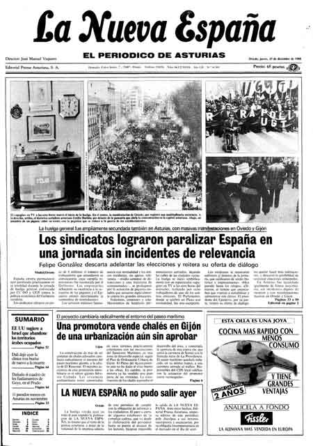 Portada Jueves 15 de Diciembre de 1988