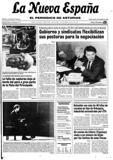 Portada Martes 20 de Diciembre de 1988