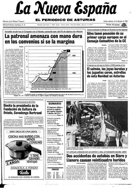 Portada Miércoles 21 de Diciembre de 1988