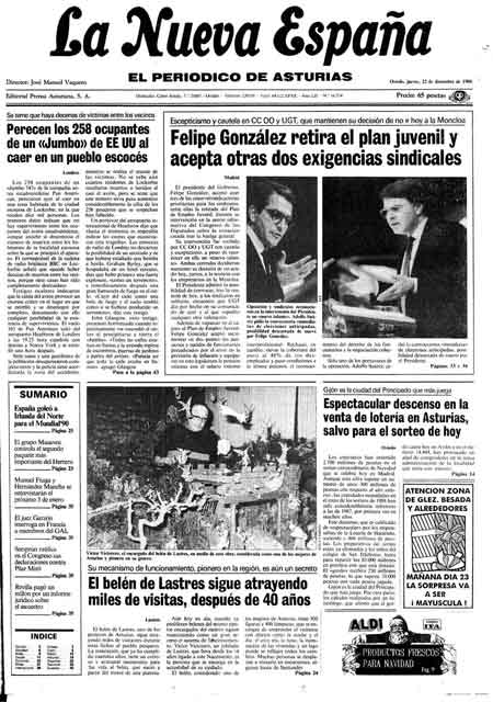 Portada Jueves 22 de Diciembre de 1988