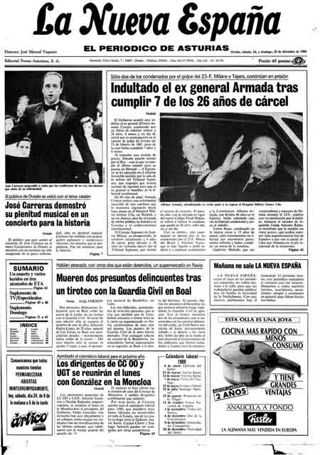 Portada Sábado 24 de Diciembre de 1988
