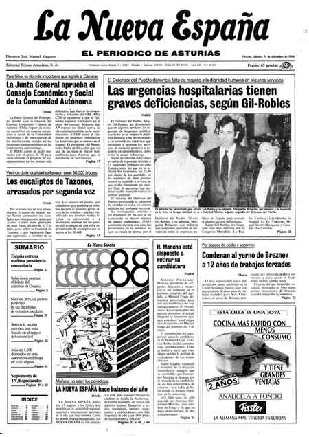 Portada Sábado 31 de Diciembre de 1988