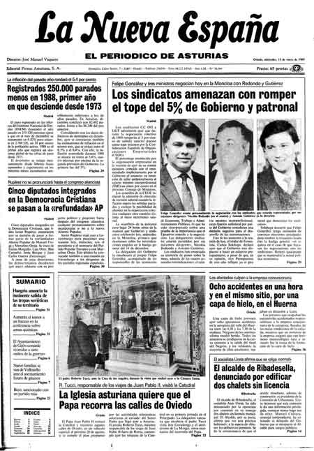 Portada Miércoles 11 de  de 1989
