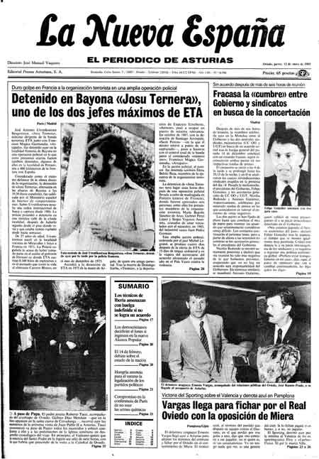 Portada Jueves 12 de  de 1989