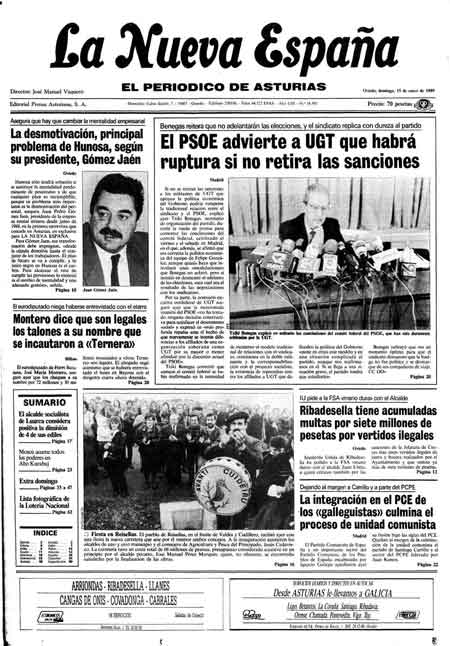 Portada Domingo 15 de  de 1989