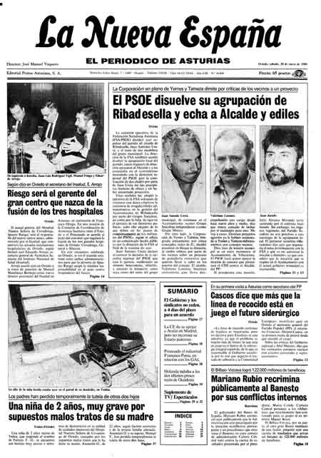 Portada Sábado 28 de  de 1989