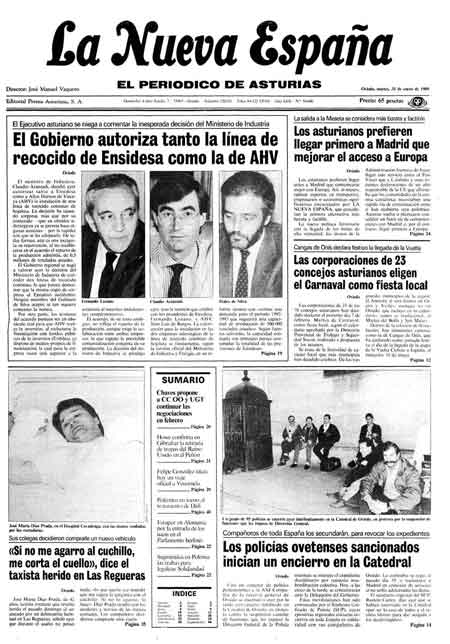 Portada Martes 31 de  de 1989