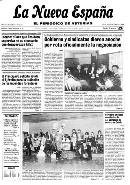 Portada Miércoles 8 de  de 1989