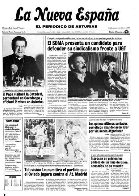 Portada Martes 14 de  de 1989