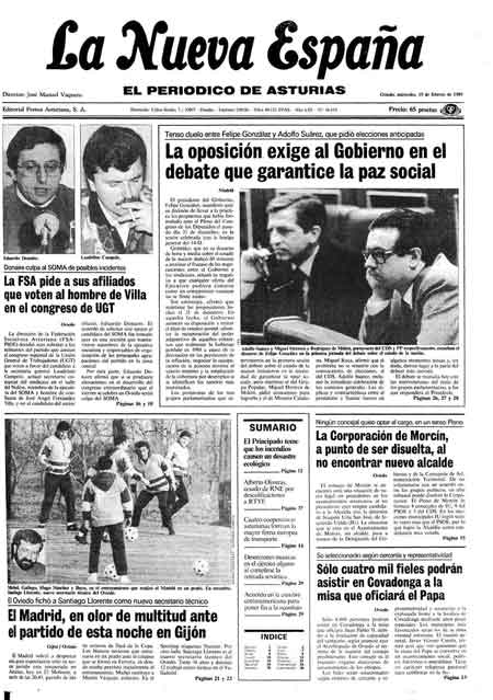 Portada Miércoles 15 de  de 1989